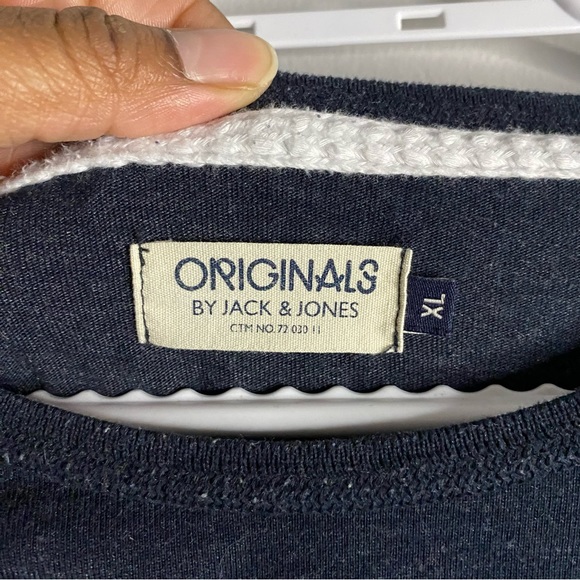 Jack and Jones Men's Navy Long Sleeve Boat Neck Shirt - Picture 5 of 8